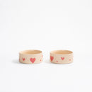 Cozy Hearts Stoneware Pet Bowl 14cm 2-Piece Set