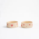 Cozy Hearts Stoneware Pet Bowl 16.5cm 2-Piece Set