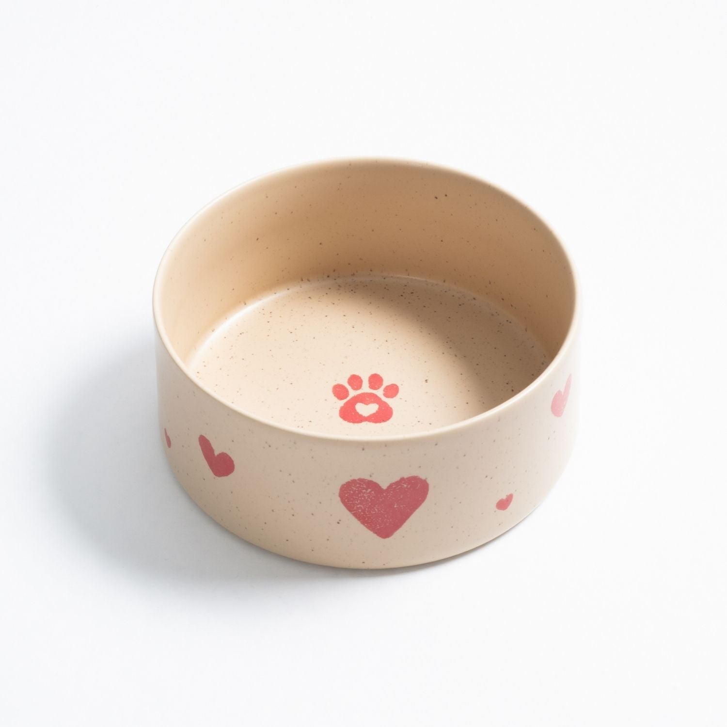 Cozy Hearts Stoneware Pet Bowl 16.5cm 2-Piece Set