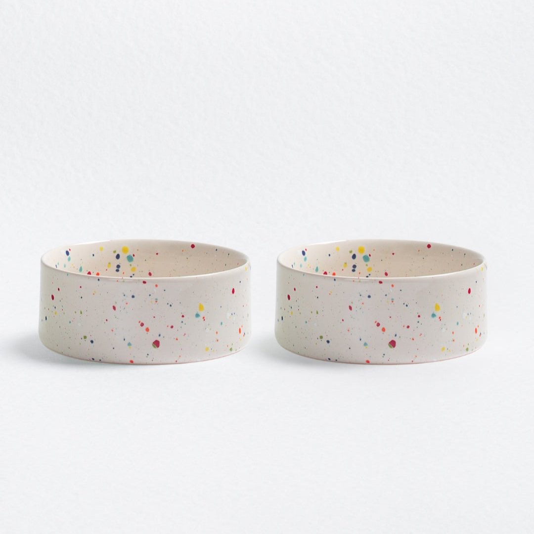 Set of 2 Pet Bowls - White (16.5cm)