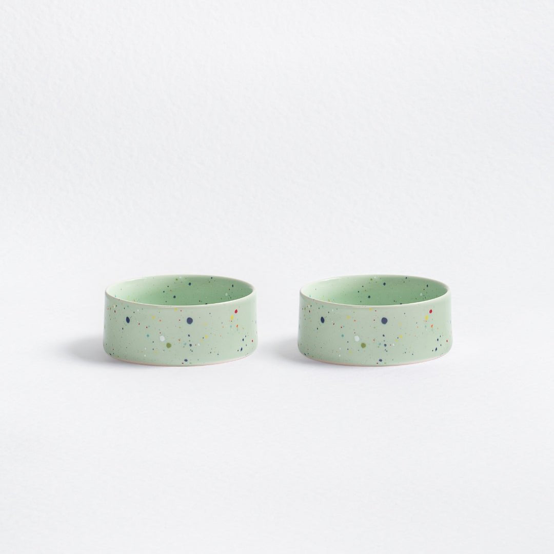 Set of 2 Pet Bowls - Green (14cm)