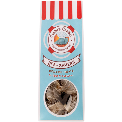 Life-Savers pele de bacalhau para cão — Cooka's Cookies